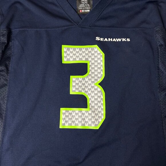 Seattle Seahawks Youth Jersey L (14/16) Navy Blue Russell Wilson #3 NFL Football - Picture 6 of 12